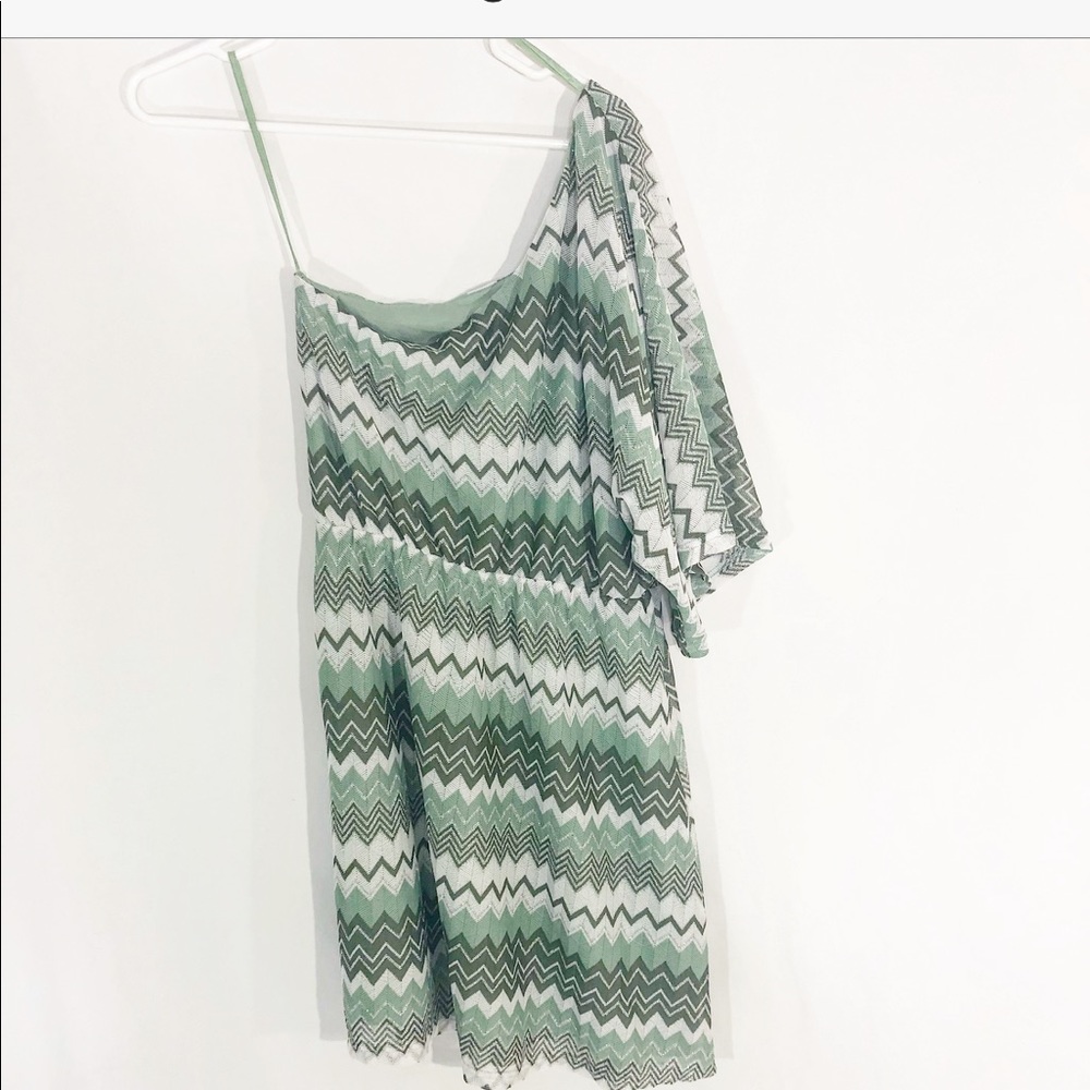 CHELSEA & VIOLET GREEN & SILVER STRIPE DRESS - Picture 5 of 6